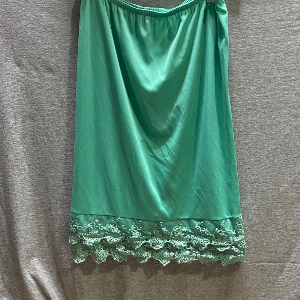 Final Touch Green Chemise with Lace Trim
